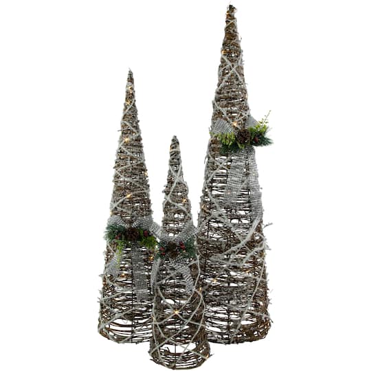 LED Lighted Pine & Berries Cone Christmas Tree Decorations Set By Northlight | Michaels®